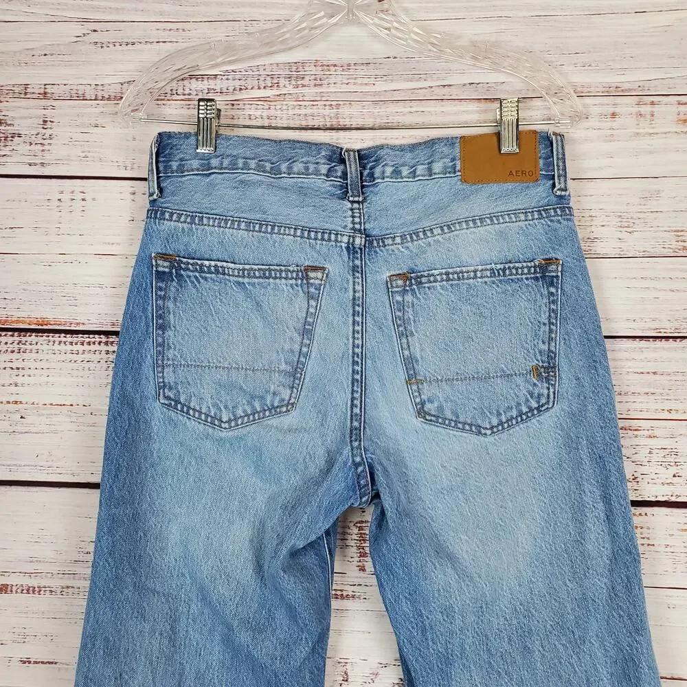 Aeropostale Retro Straight Relaxed Jeans 29/30 Recycled Cotton High Rise Whisker